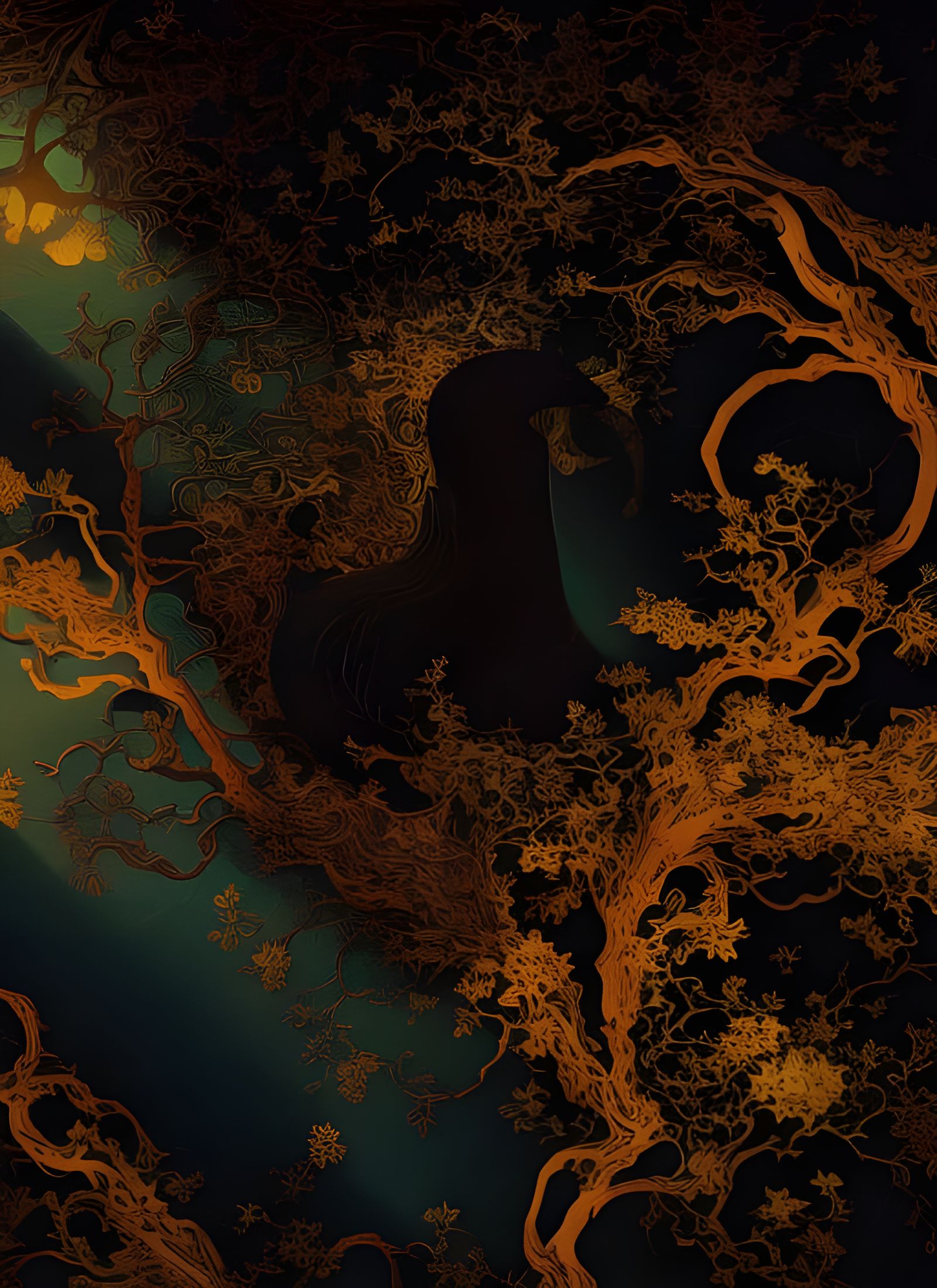 Cats on Antique Furniture with Silk Embroidery