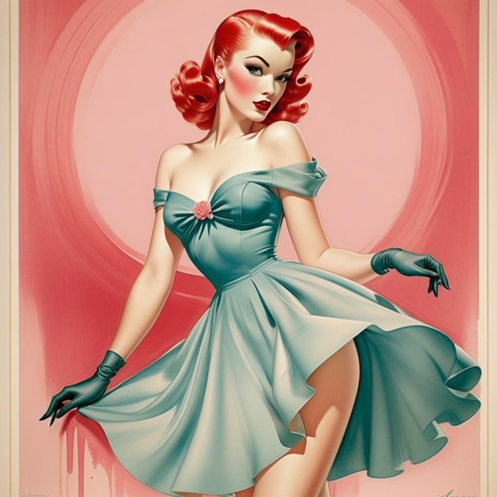 Glamorous Pin-Up in Vargas Style
