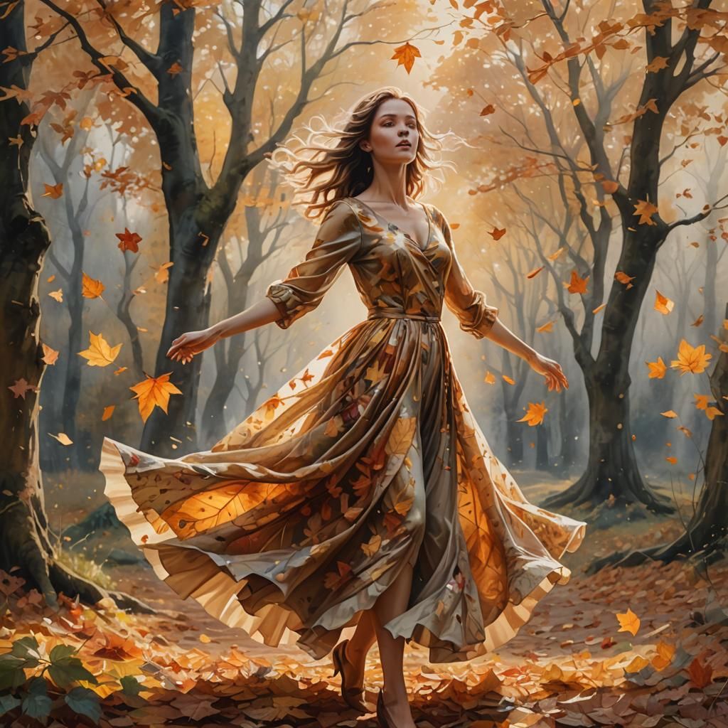 Autumn Dancer in a Seasonal Landscape