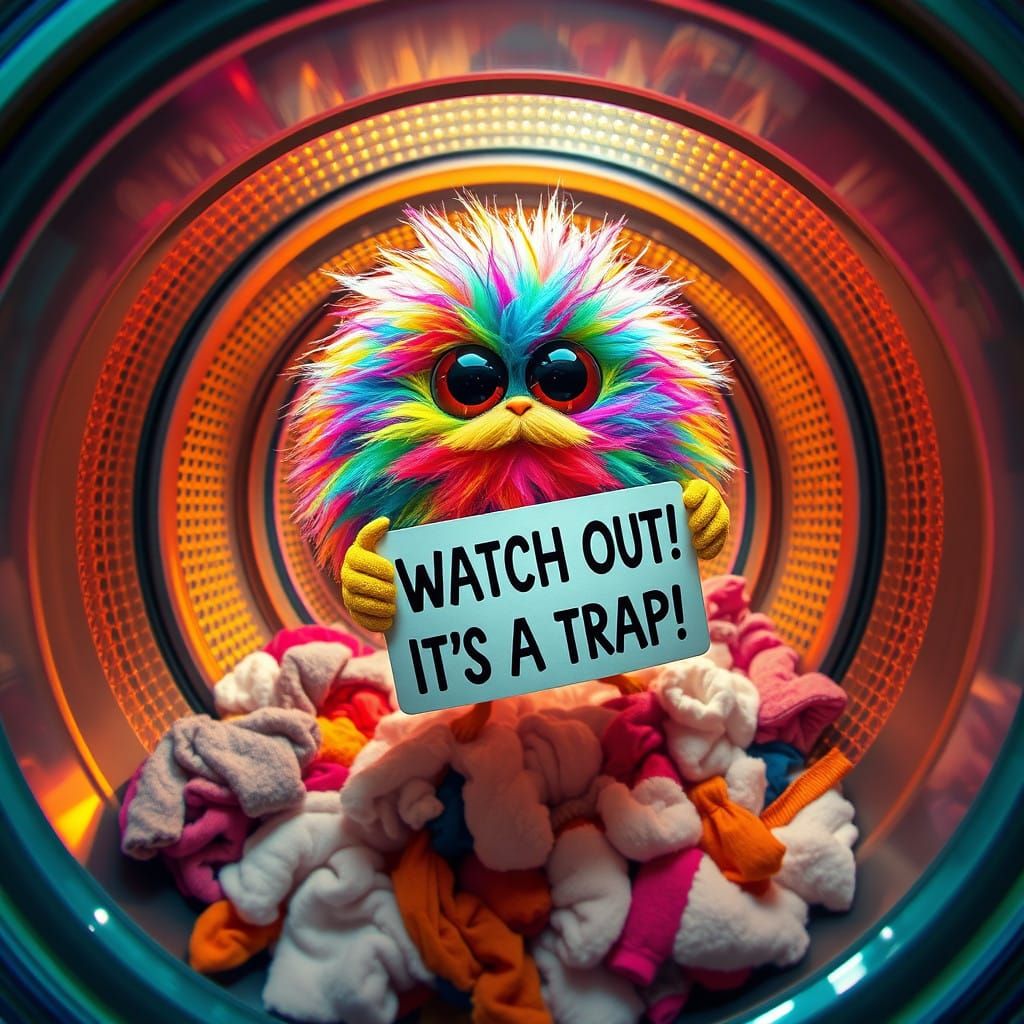 Surreal Lint Beast Warns of Hidden Dangers in the Laundry Ro...
