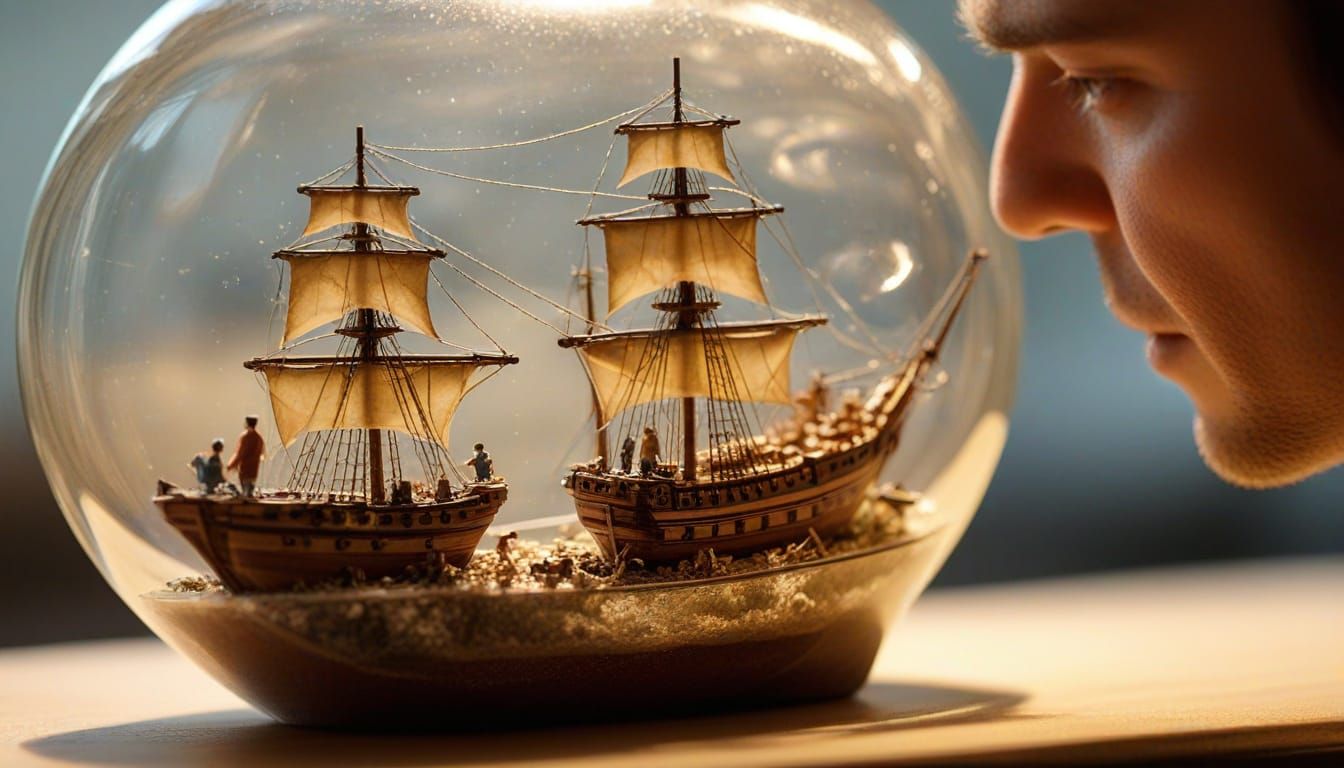 Craftsman Builds Miniature Ship in Bottle