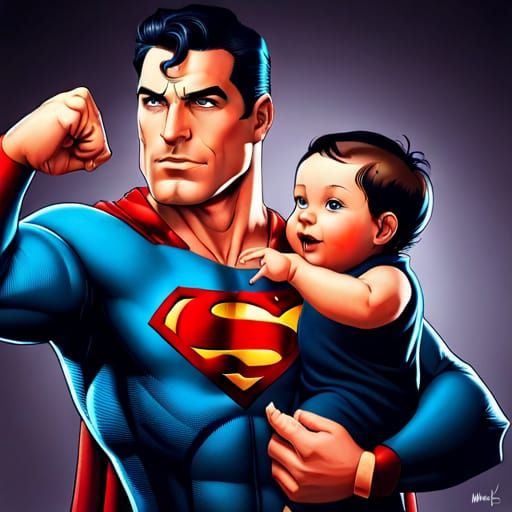 Superman and Toddler in Adorable Father-Son Moment