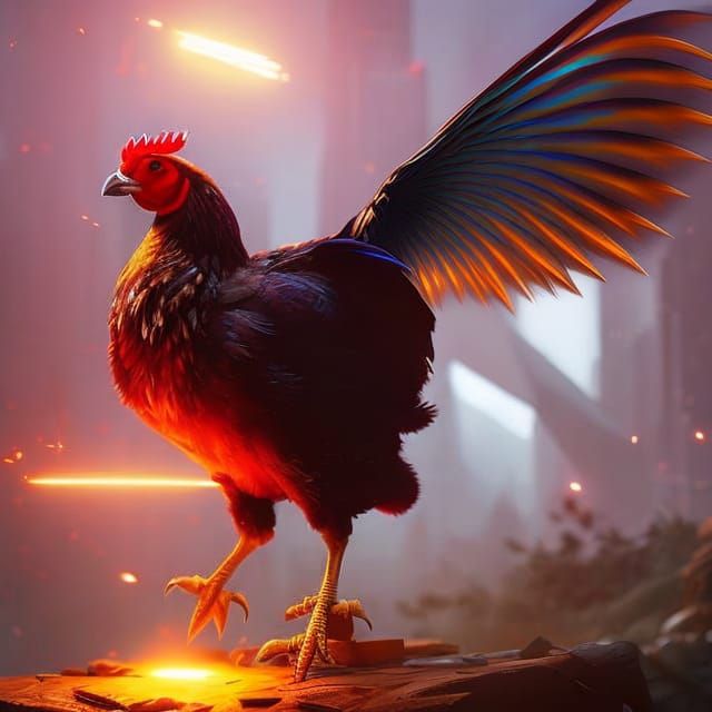 Laser-Eyed Chicken by Greg Rutkowski Style