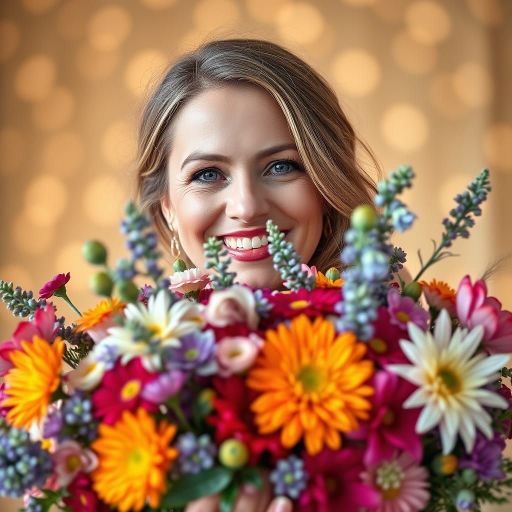 Vibrant Bouquet Portrait in a Warm, Intimate Style