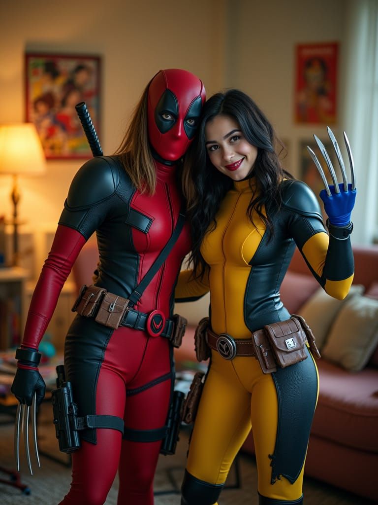 Photorealistic Cosplay Scene in a Warmly Lit Living Room