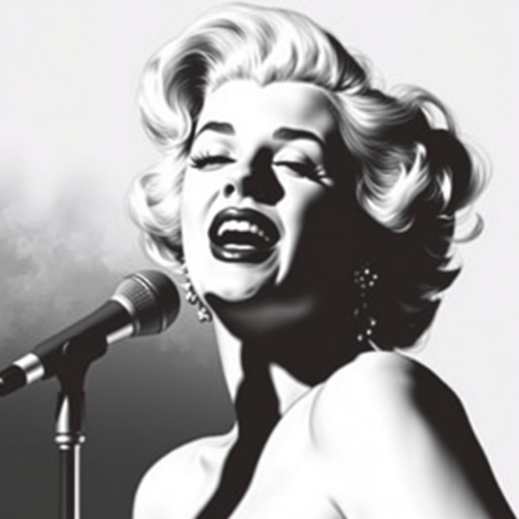 Marilyn Monroe Portrait in Coarse Charcoal Style
