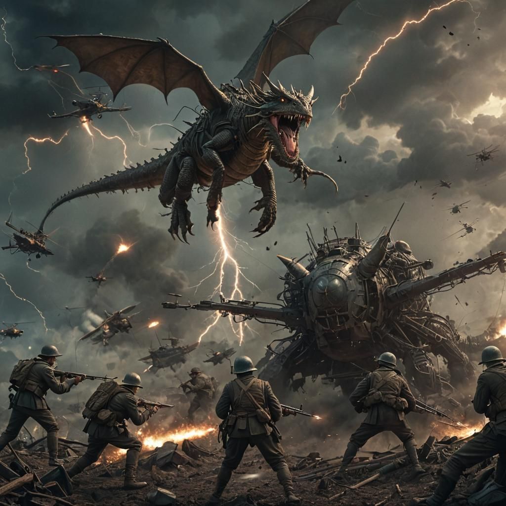 WWI Soldiers in Epic Dragon Battle