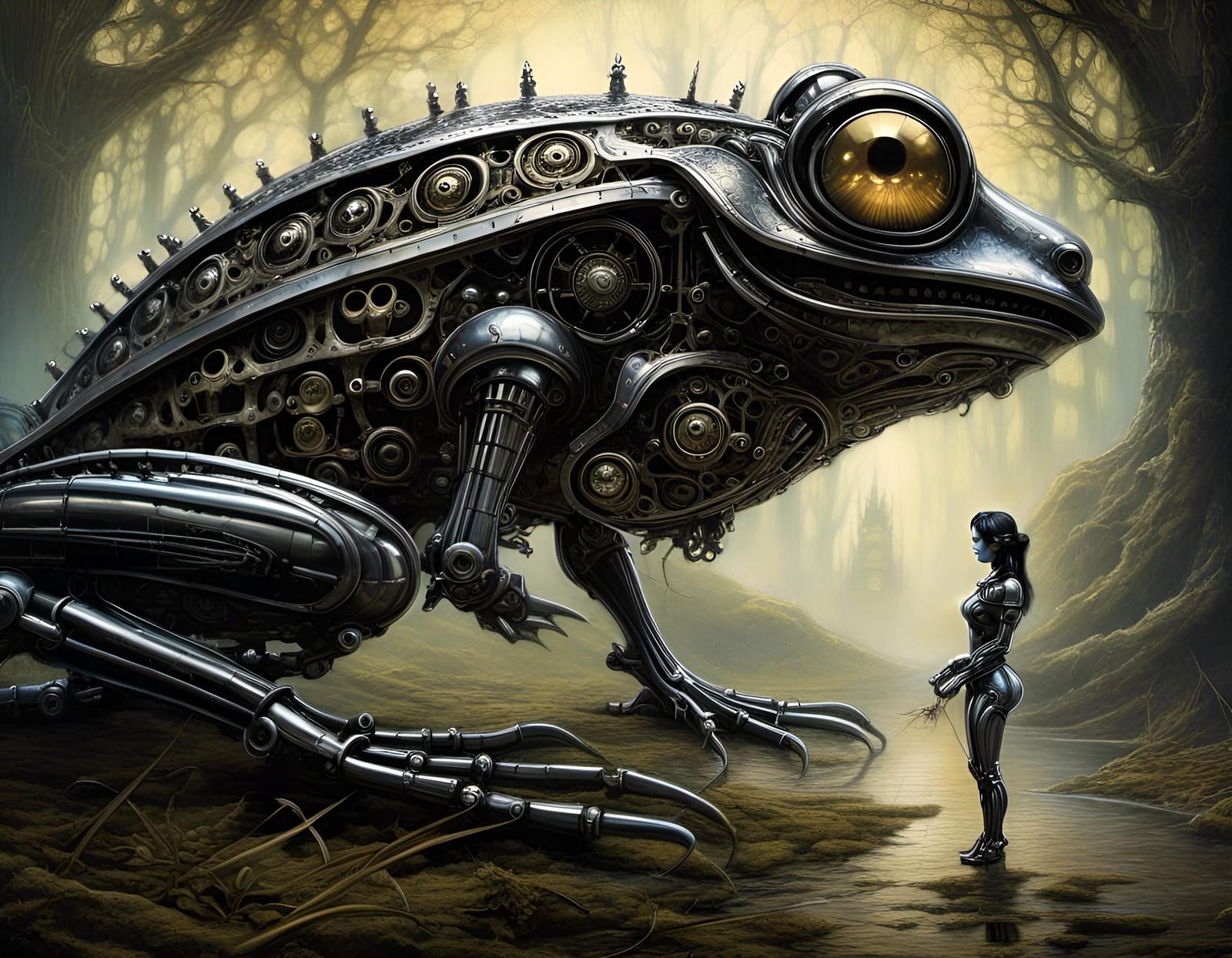 Cyborg and Frog in Biomechanical Fairy Tale