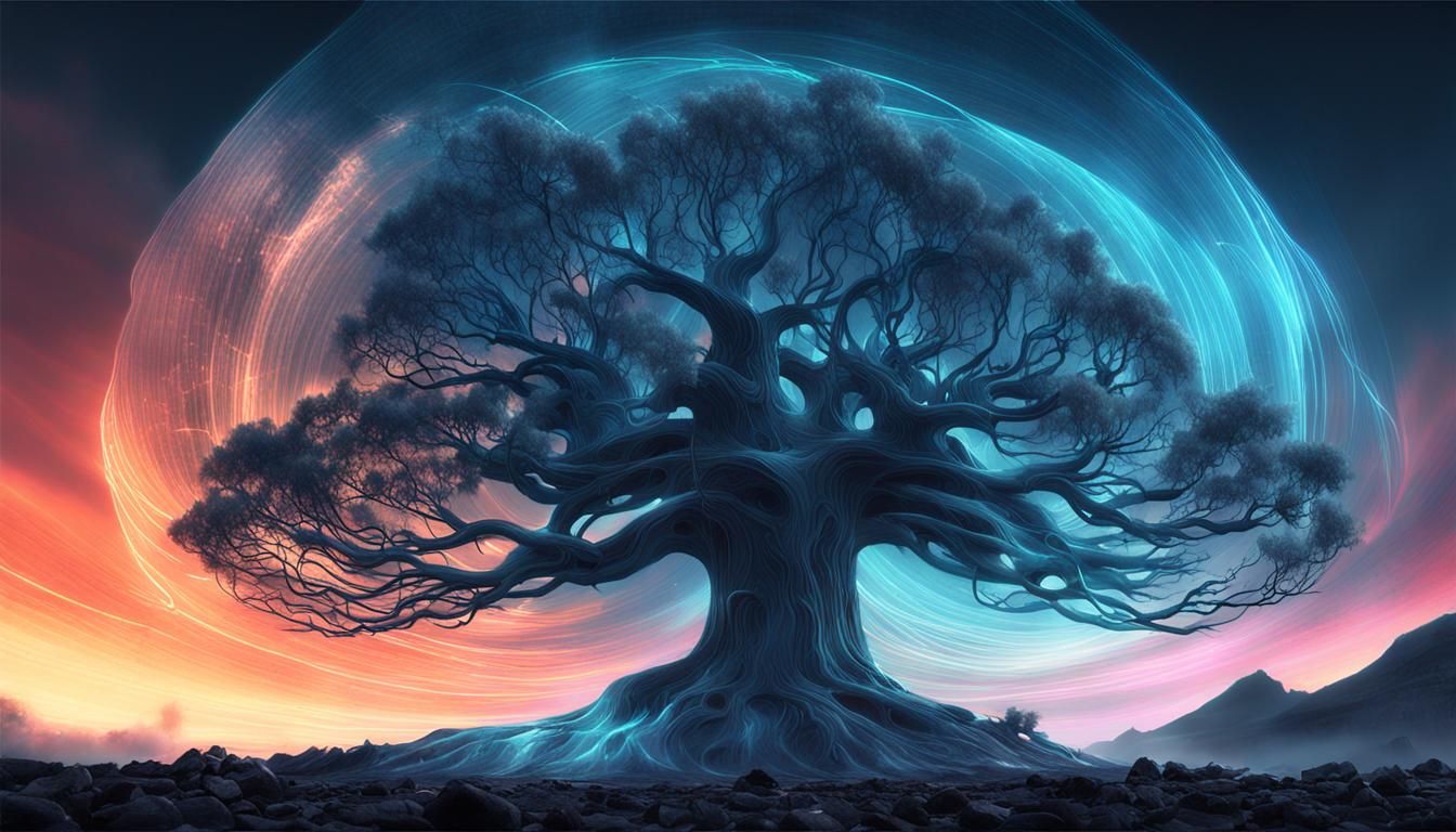 Magical Lava Tree Solargraph with Glowing Mist