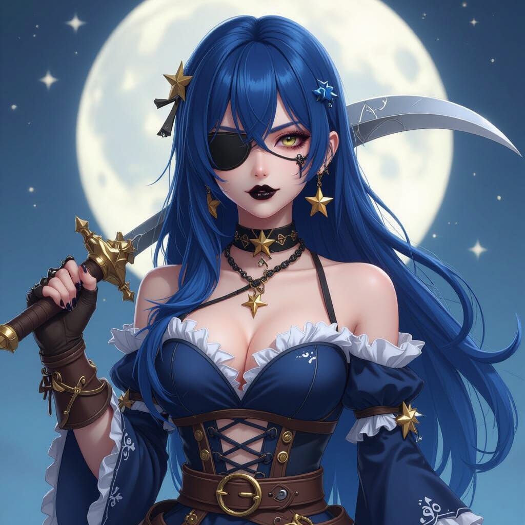 Anime Style Pirate Character with Moon Sickles