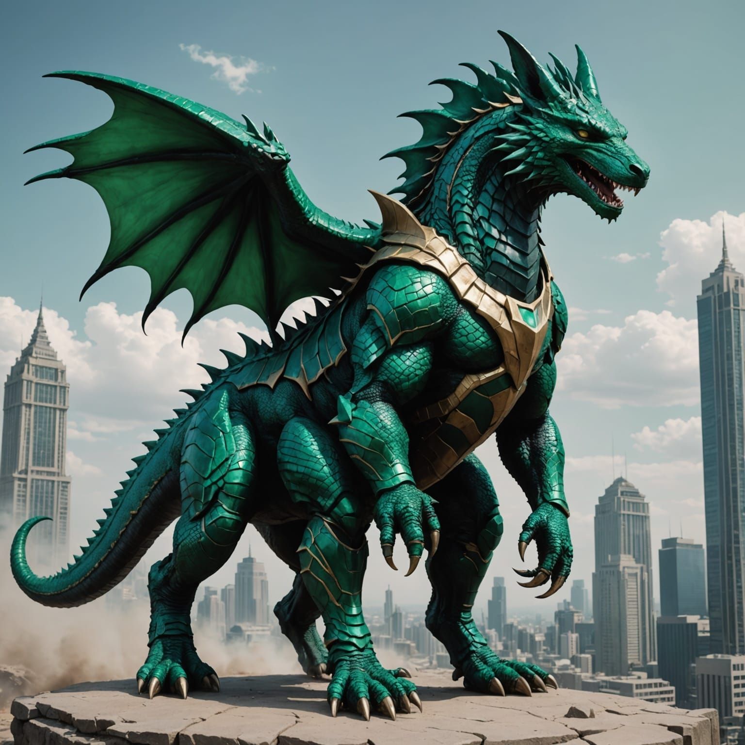Emerald Anubis Godzilla Dragon Hybrid
