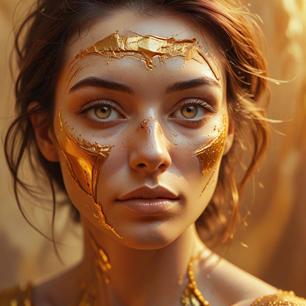 Clay Woman Portrait in Surreal Oil Painting Style