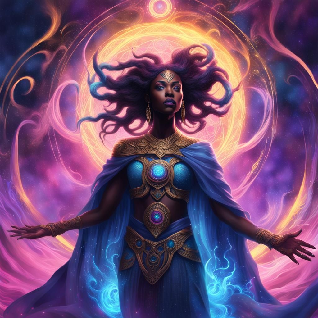 Goddess of Chaos in Dark Fantasy Art Nouveau Style