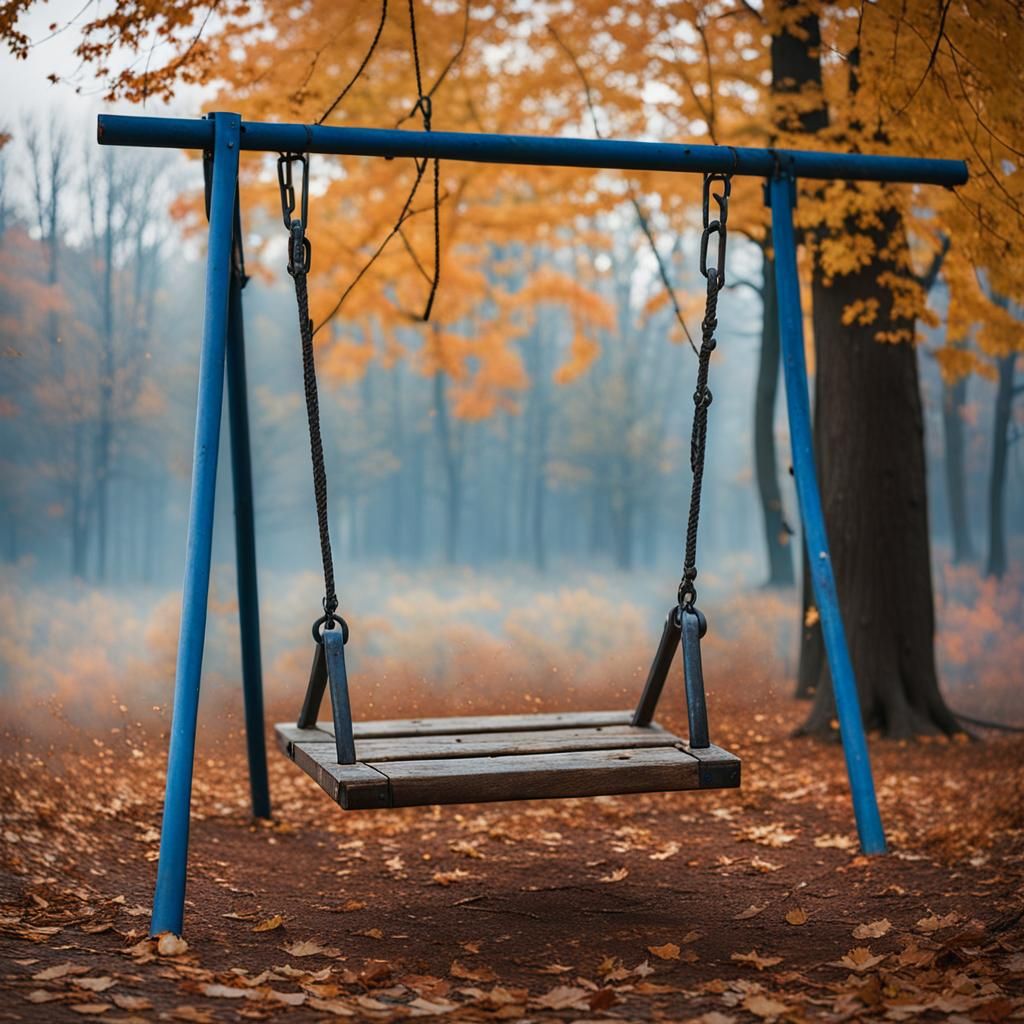 Autumnal Abandoned Playground in Detailed Matte Painting