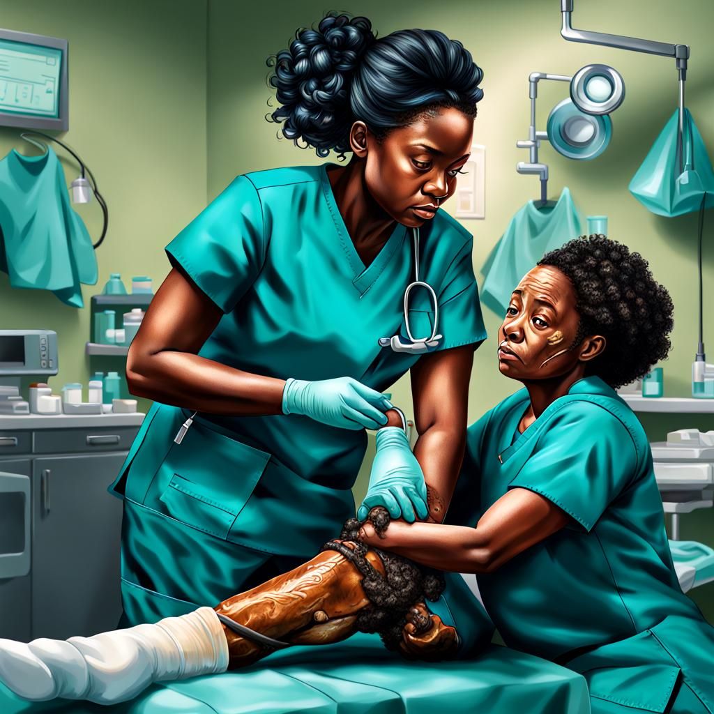 Hyperrealistic Wound Care Nurse in Teal Scrubs