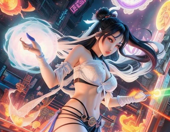 Asian Vampiress in Underground Comix Style