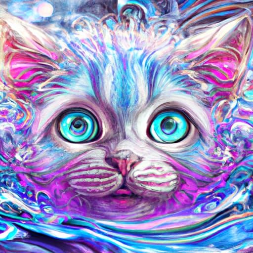 Blue Cat Portrait in Hyperdetailed Splash Art