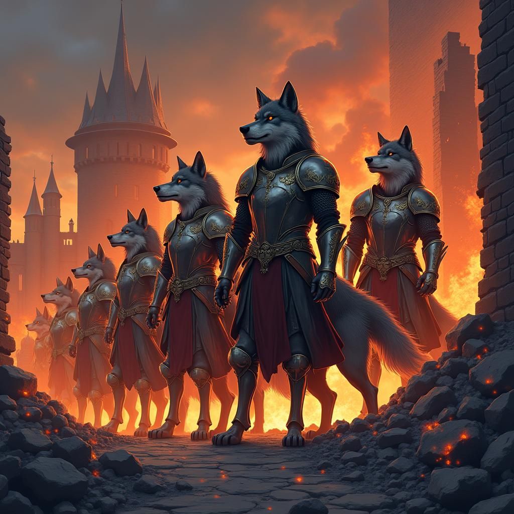 Armored Wolves Legion in Anime Style