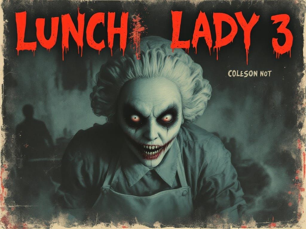 Sinister Lunch Lady Haunts in Retro Horror Style