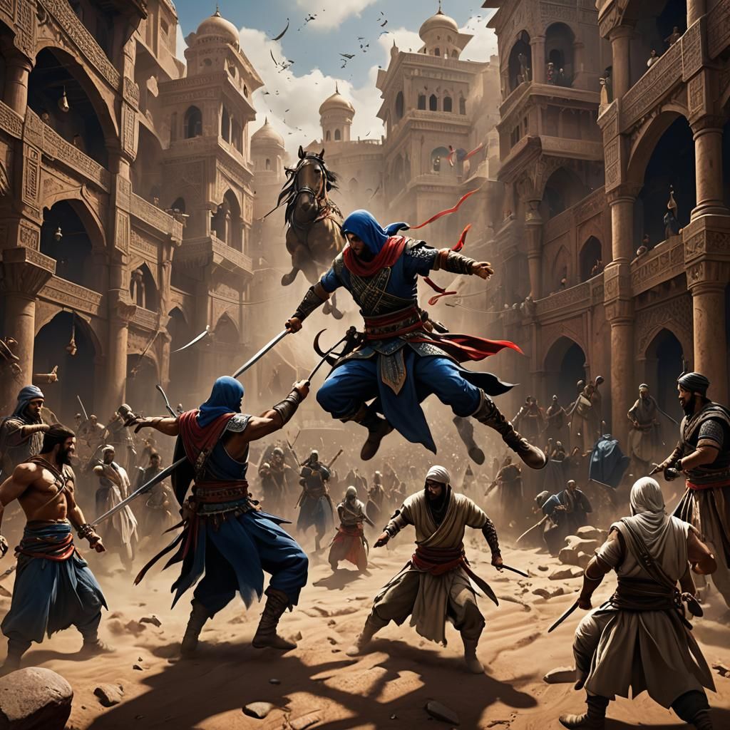 Arabian Assassin vs Prince: Detailed Matte Painting
