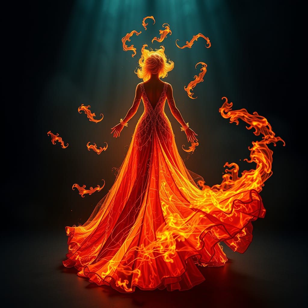 Flames Dancing in a Majestic, Golden Hued Masterpiece