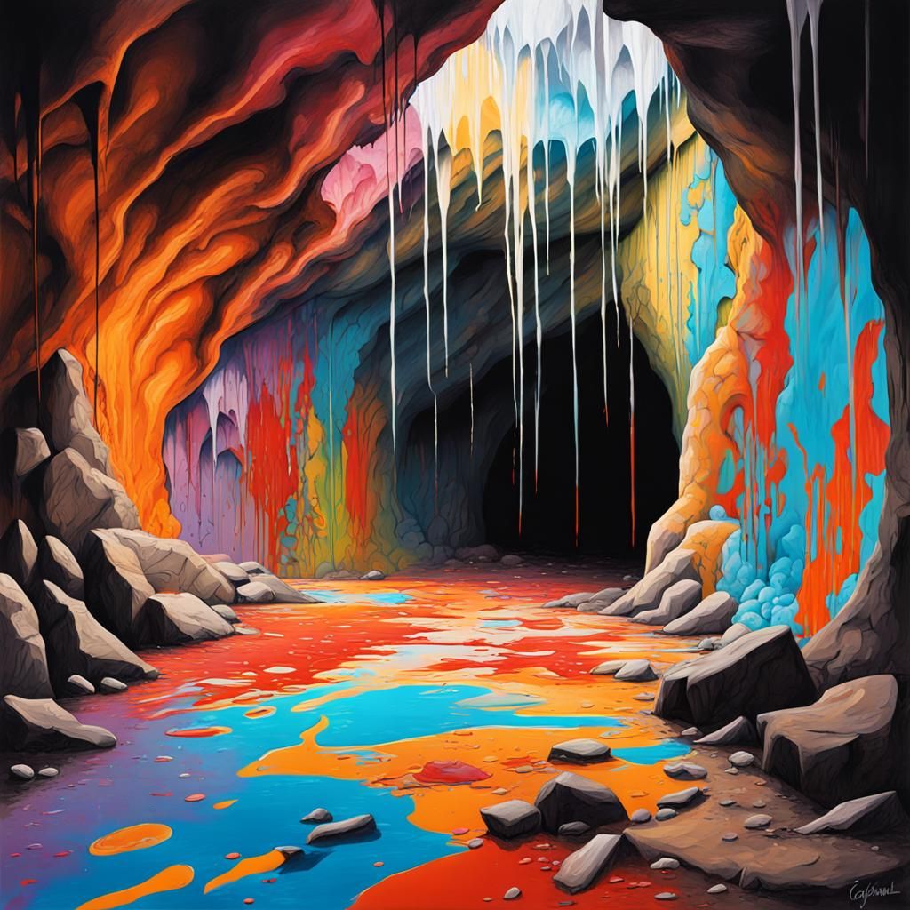 Cave Painting: Intense Suffering in Graffiti Art Style