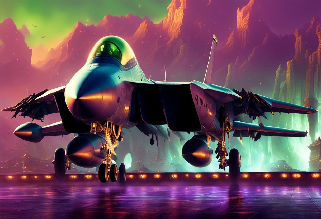 F-14 in Mystical Temple: Fantasy Concept Art