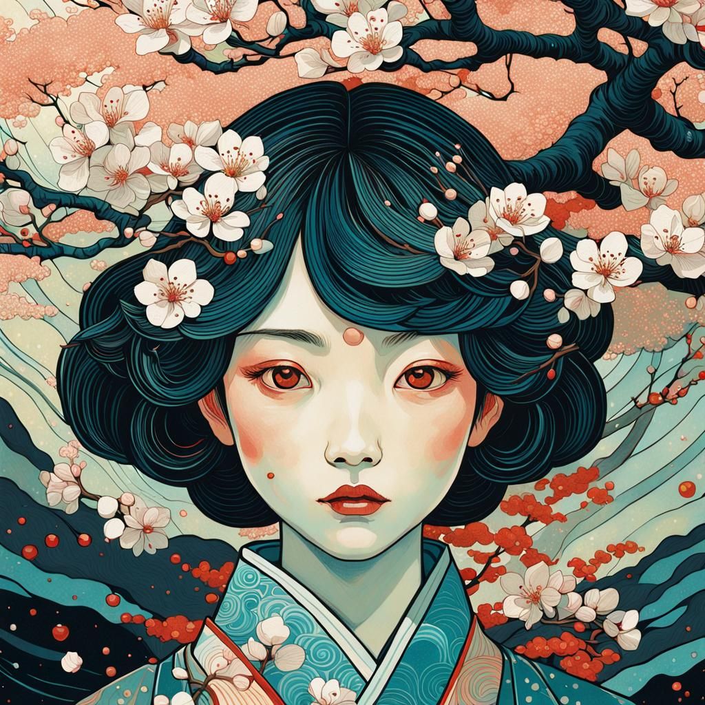 Intricate Cherry Blossom Illustration
