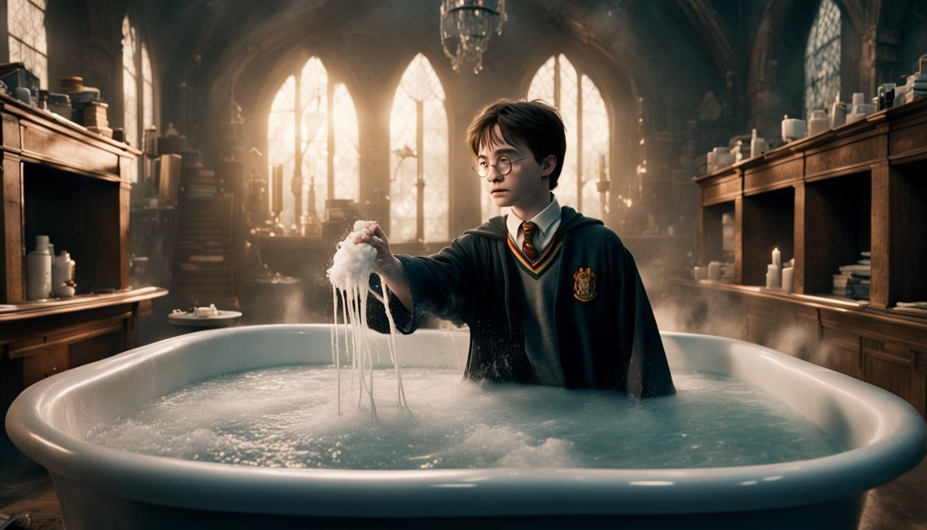 Harry Potter and the Magical Bath of White Spaghetti
