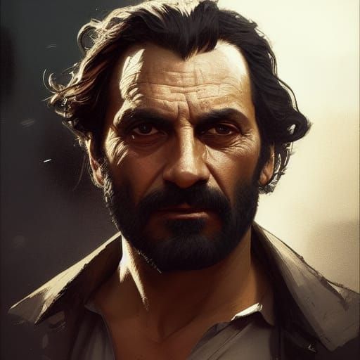 Gian Maria Volonté as El Indio: Art Nouveau Portrait