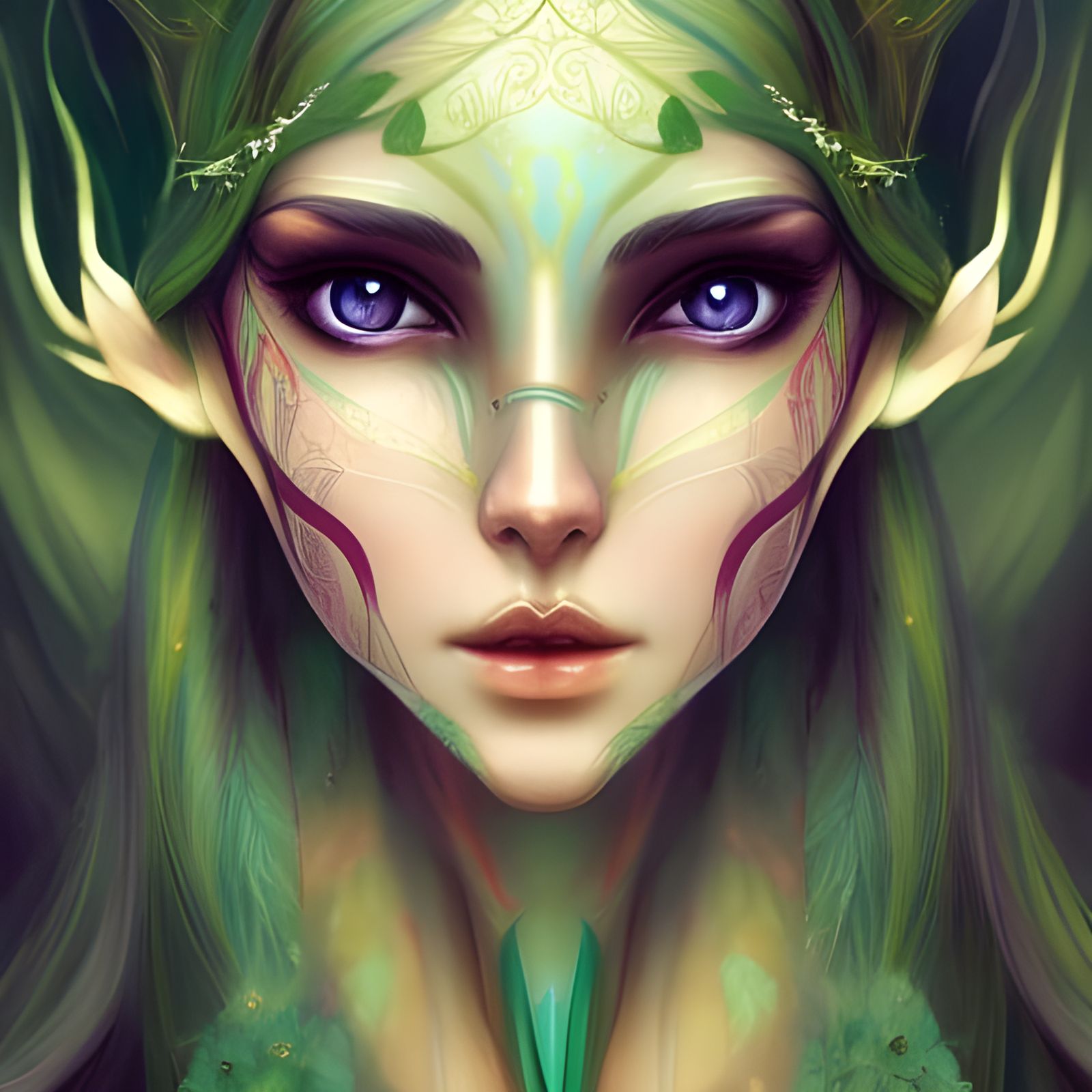 Mischievous Elven Princess with Lute, Digital Art