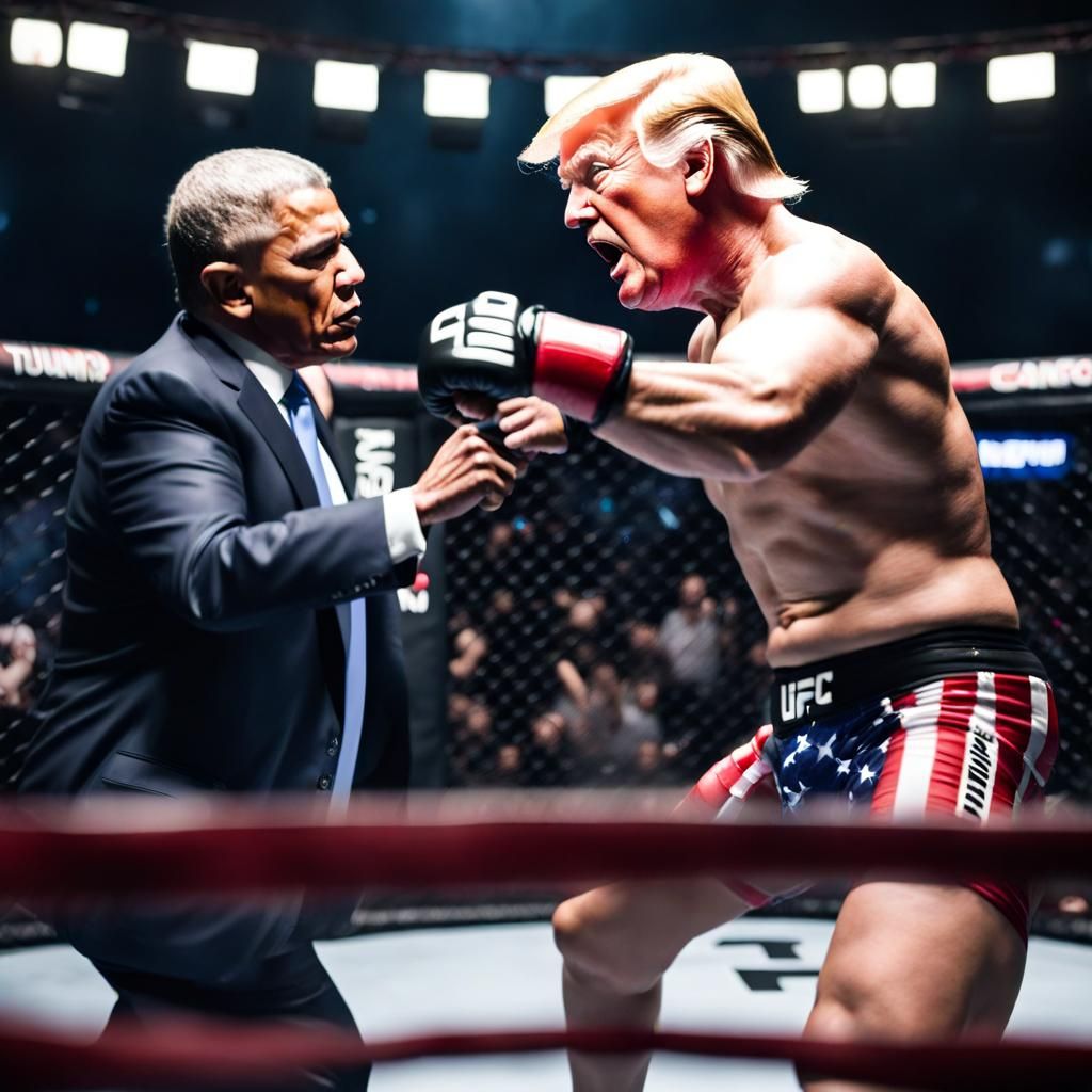 Trump vs Obama: Realistic UFC Cage Fight