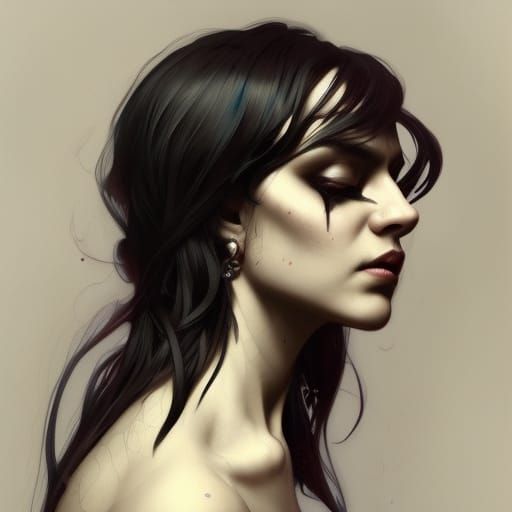Goth Woman Portrait in Artgerm Style