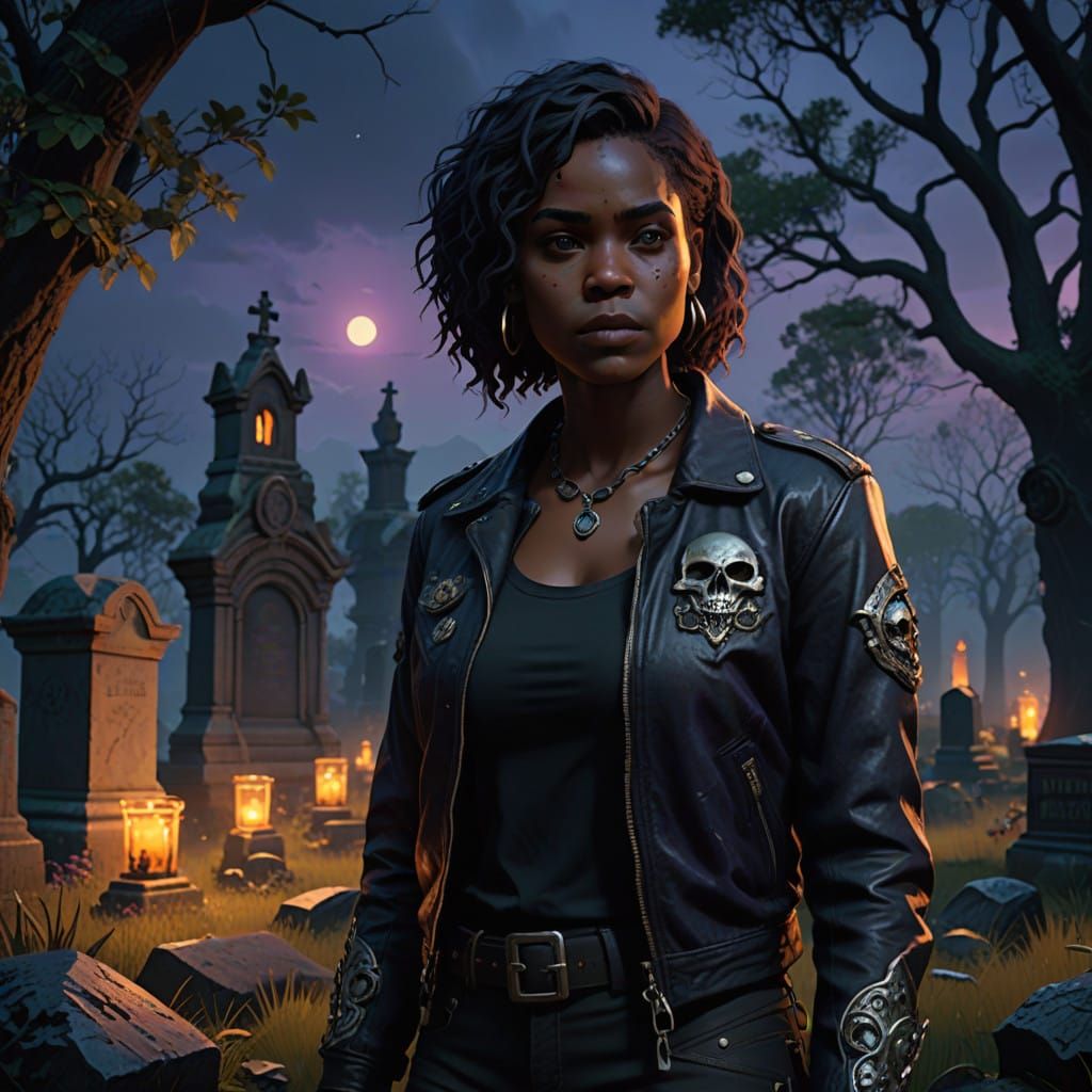 Dark Fantasy Woman in Leather Jacket