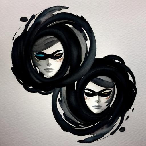 A solitary figure, enveloped in a swirling vortex of inky bl...