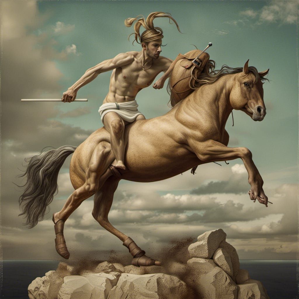 Surreal and Creepy Centaur in Absurdist Style