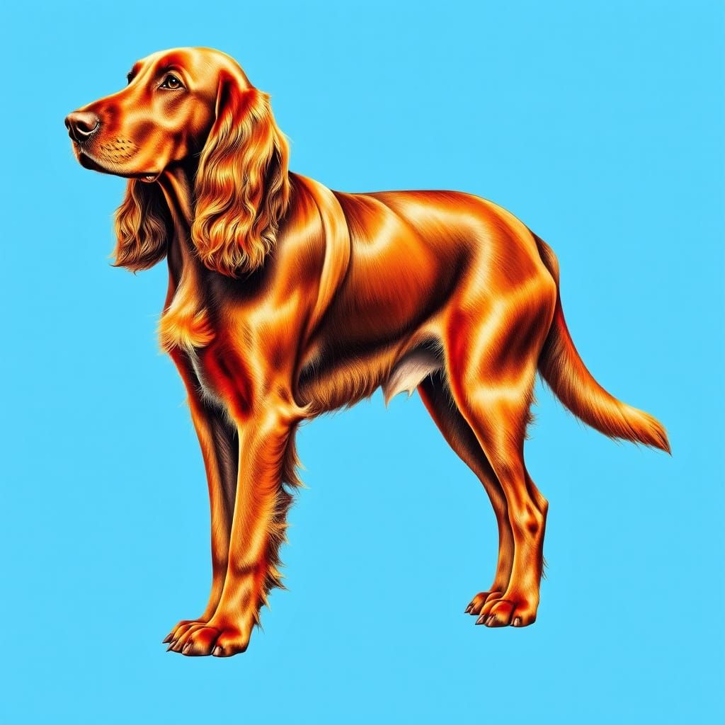 Majestic Irish Setter in Realistic Graphite Illustration