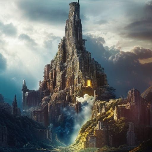 Epic Heaven Falling Down Digital Matte Painting