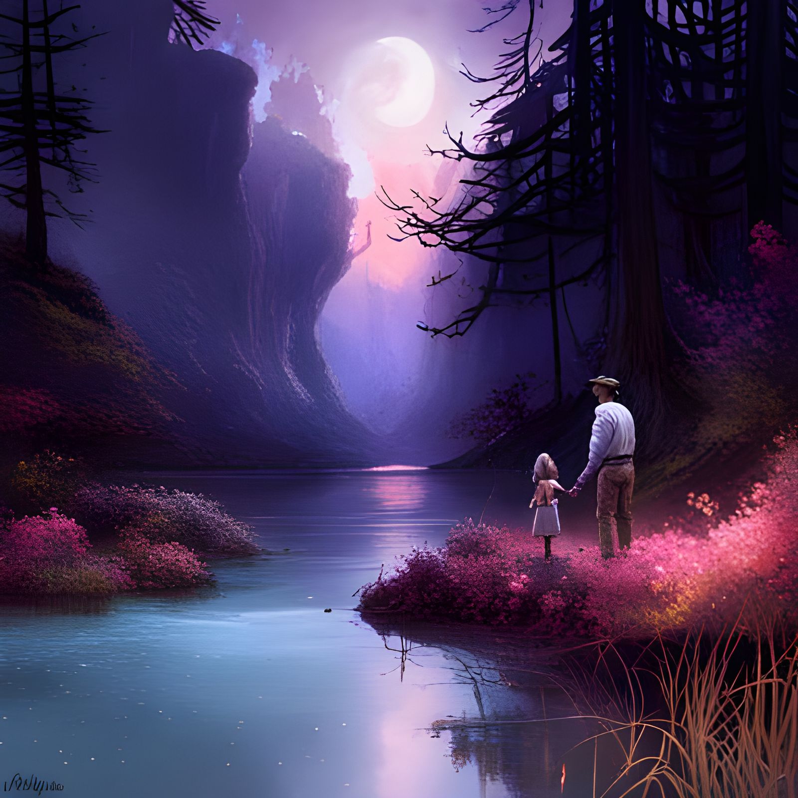 Father enjoying nature with daughter