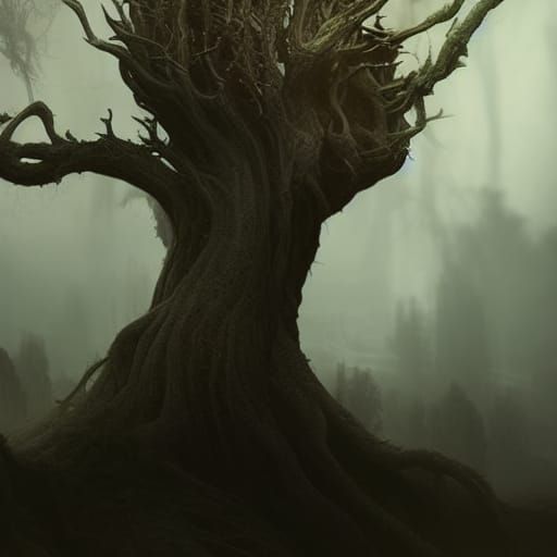 Epic Cinematic Dead Woman Tree: Digital Matte Painting