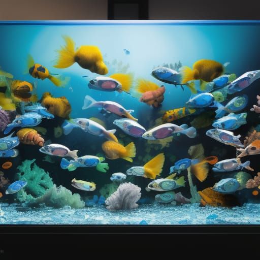 Spectacular Blue Aquarium of Colorful Fish