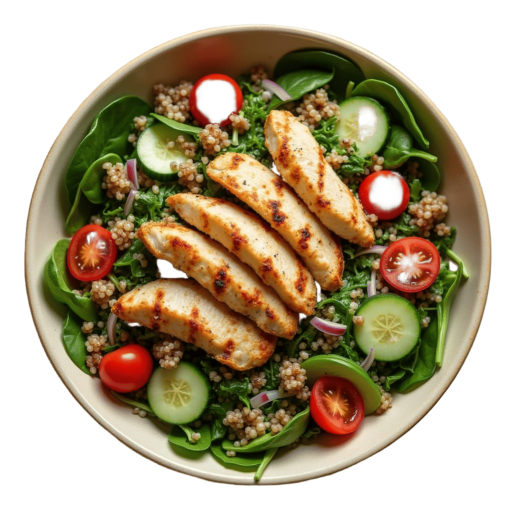 Savory Grilled Chicken Salad in Earthy Ceramics