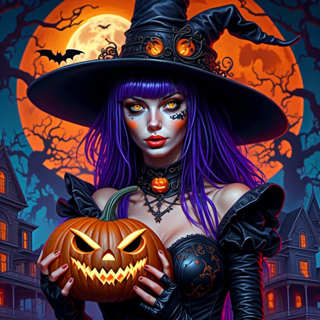 Pandora Flux ⚙️ Pumpkin Witch Portrait 🎃