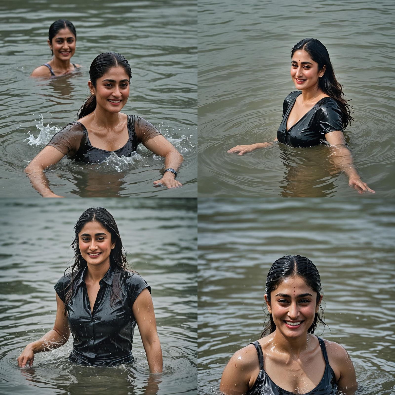Woman Smiling in Water: Professional Color Portrait