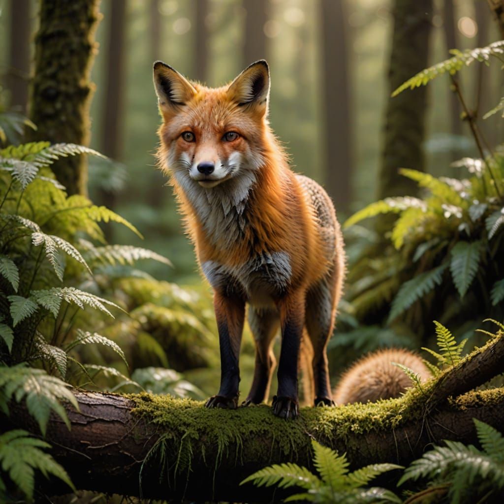 Wild Red Fox in Golden Dawn Light, National Geographic Style