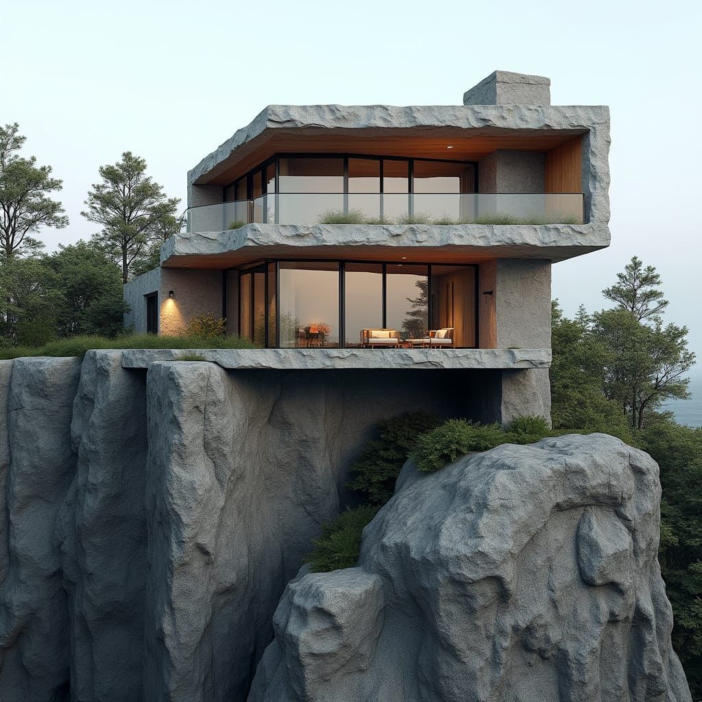 Modern Stone Cliffside Residence