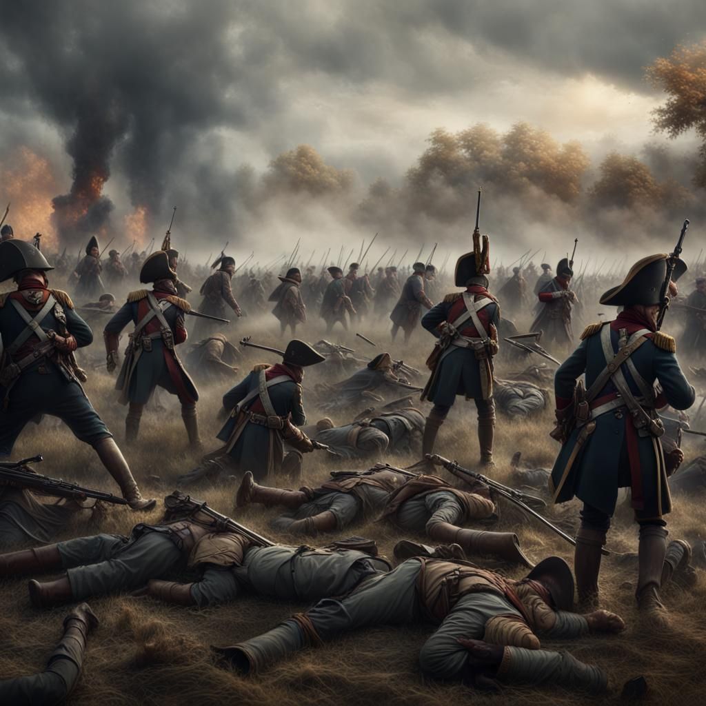 Napoleonic Battlefield with Fallen Infantry