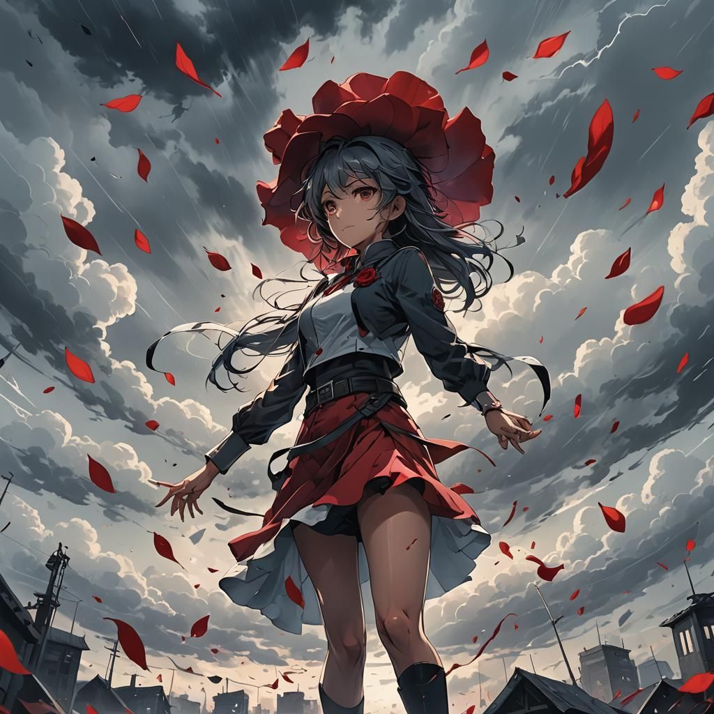 Rose Petal in Storm, Manga-Inspired Style