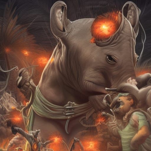 Rhino-Meerkat Hybrid in Comic Book Style