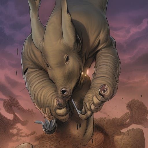 Rhino-Meerkat Mutant in Comic Book Art Style